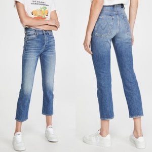 MOTHER High-Rise Cropped Straight Jeans in Medium Blue Wash
